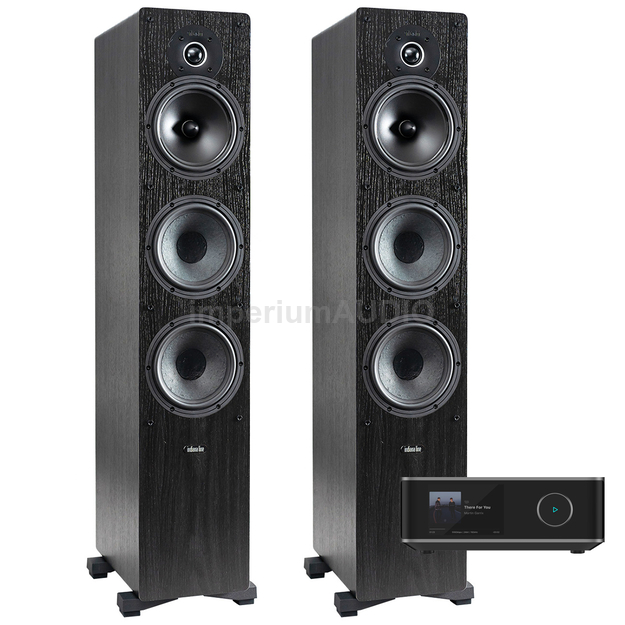 Indiana Line Tesi 661 Black + WiiM Amp Ultra Wzmacniacz Stereo z odtwarzaczem sieciowym 2x 100W Hi-Res HDMI ARC Tidal Wi-Fi
