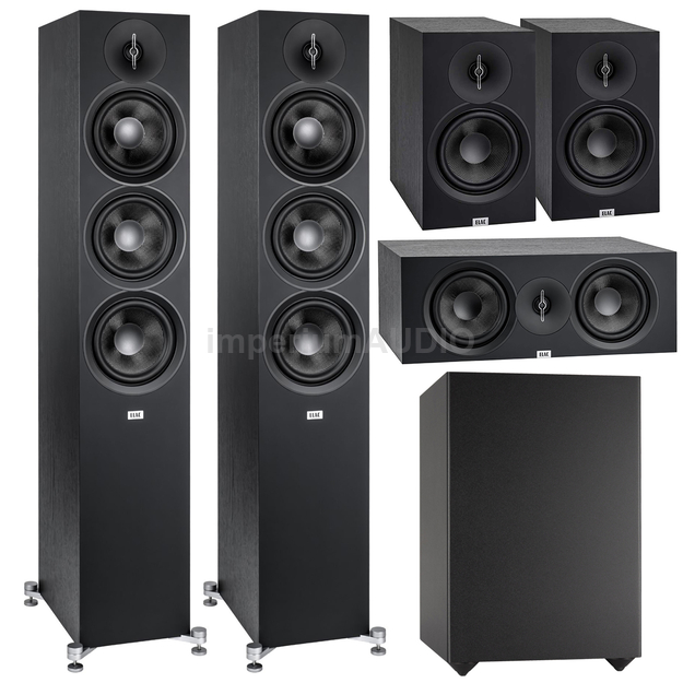 ELAC Debut 3.0 F6.3 + B6.3 + C6.3 + Indiana Line Basso 880 Zestaw kina domowego 5.1