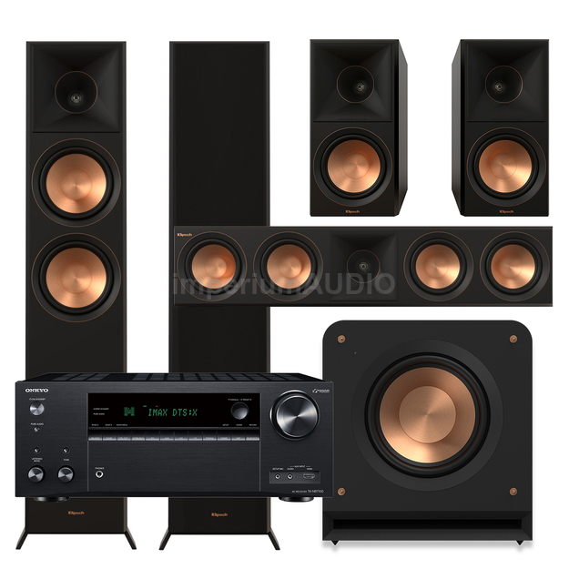 Klipsch Seria II RP-6000F + RP-600M + RP-504C + RP-1400SW + ONKYO TX-RZ50 Sieciowy amplituner 9.2 DAB