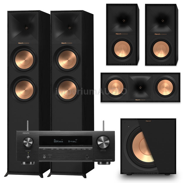 KLIPSCH R-600F + R-50M + R-50C + R-101SW + DENON AVR-X1700H Amplituner 7.2 8K Ultra HD, HEOS