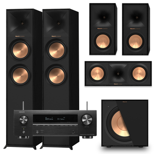 KLIPSCH R-600F + R-50M + R-50C + R-101SW + DENON AVR-X1700H Amplituner 7.2 8K Ultra HD, HEOS