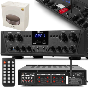 POWER DYNAMICS PV-240BT WZMACNIACZ STEREO 4 STREFOWY FM + WiiM Mini STRUMIENIOWY ODTWARZACZ SIECIOWY Hi-RES