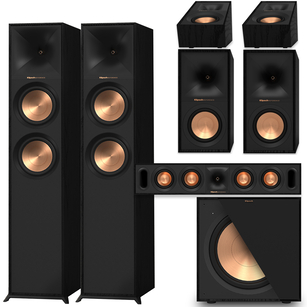 KLIPSCH R-600F + R-50M + R-30C + R-40SA + R-121SW Zestaw kolumn 5.1.2
