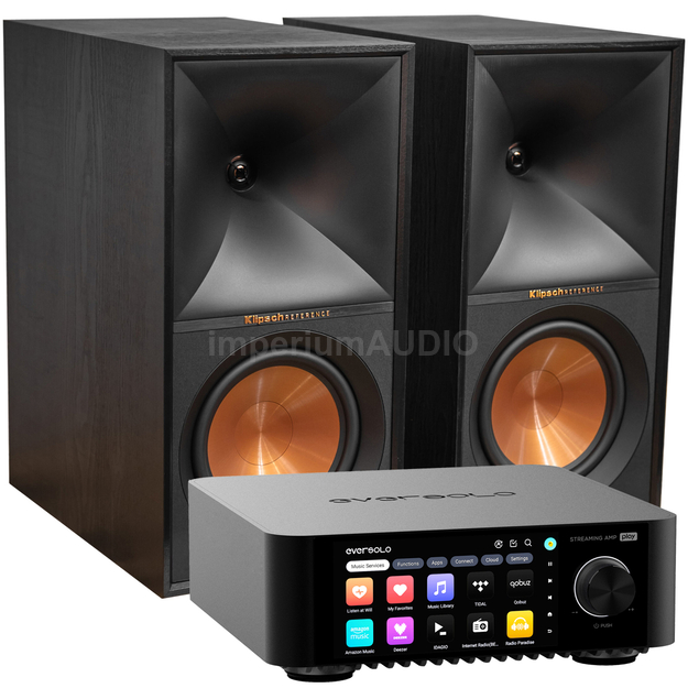 KLIPSCH R-60M REFERENCE II KOLUMNA PODSTAWKOWA + EverSolo PLAY - Wzmacniacz ALL-IN-ONE