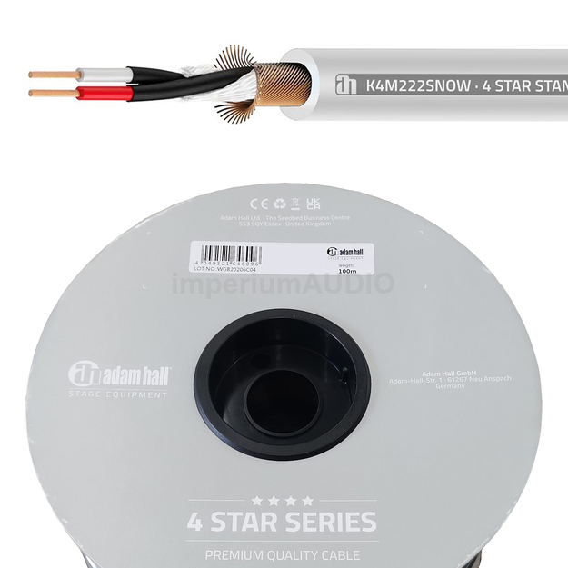 Adam Hall 4 STAR M 222 SNOW Kabel mikrofonowy 2 x 0,22 mm²