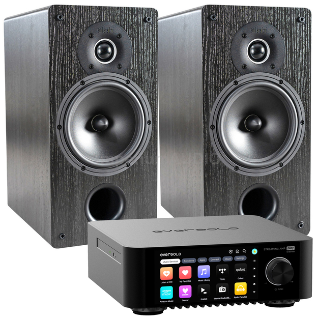 INDIANA LINE TESI 261L Kolumny podstawkowe + EverSolo PLAY CD Edition Wzmacniacz ALL-IN-ONE z Odtwarzaczem CD