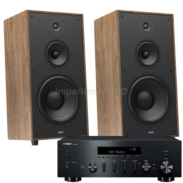 Indiana Line Utah 5 Kolumny podłogowe vintage wood + Yamaha R-N600A Amplituner stereo z MusicCast z DAB+