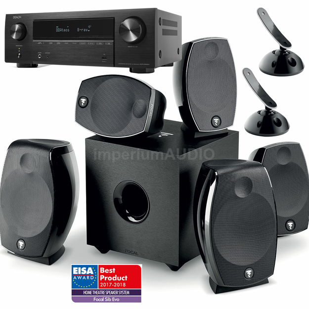 FOCAL SIB EVO 5.1 ZESTAW KOLUMN KINA 5.1 EISA + UCHWYTY + Denon AVR-X1800H 8K HEOS Wi-Fi
