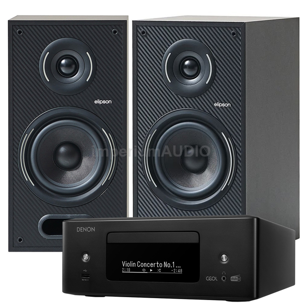 Elipson Horus 6B Kolumny podstawkowe + Denon RCD-N12 DAB Sieciowy Amplituner Stereo