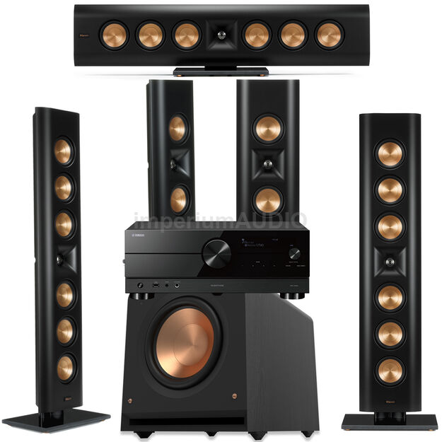 KLIPSCH RP-640D RP-240D + RP-1200SW Zestaw kolumn On-Wall 5.1 + YAMAHA RX-A2A Amplituner 7.2