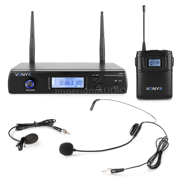 VONYX WM61B MIKROFON BEZPRZEWODOWY NAGŁOWNY I NA KLIP UHF