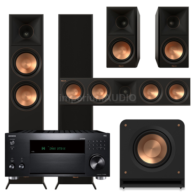 Klipsch Seria II RP-6000F + RP-600M + RP-504C + RP-1000SW + ONKYO TX-RZ50 Sieciowy amplituner 9.2 DAB