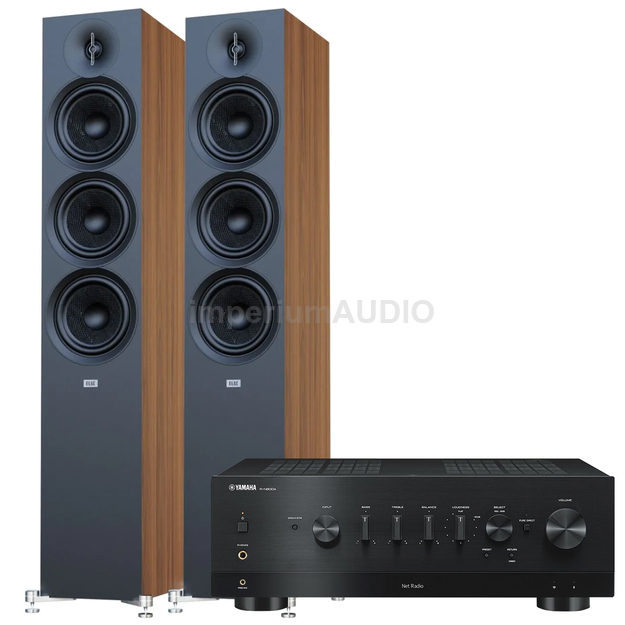ELAC Debut 3.0 F6.3 Kolumny podłogowe walnut + Yamaha R-N800A Amplituner stereo z MusicCast DAB+