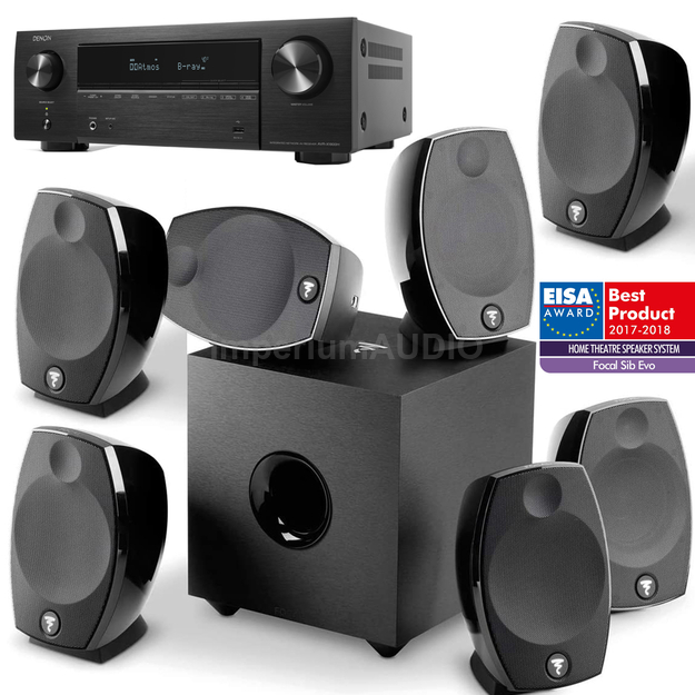 FOCAL SIB EVO 7.1 ZESTAW KOLUMN KINA EISA + 4x UCHWYTY + Denon AVR-X1800H 8K HEOS Wi-Fi