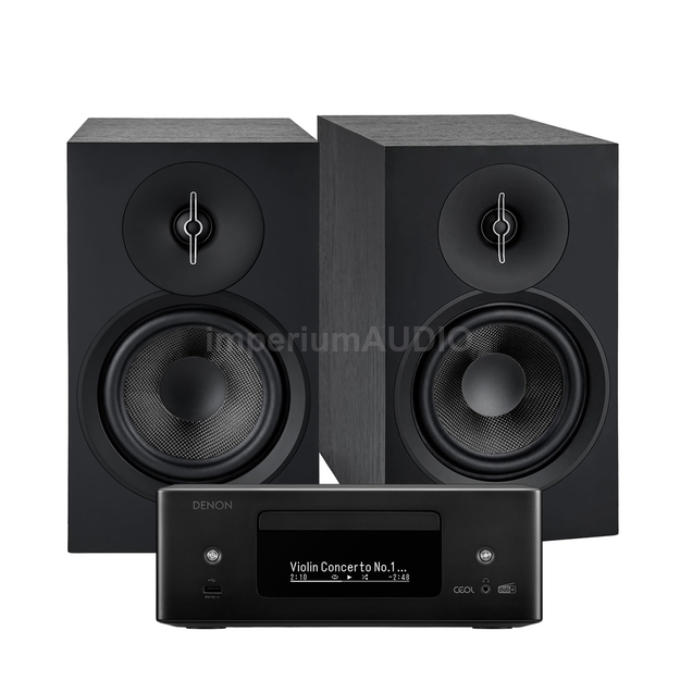 ELAC Debut 3.0 B6.3 Black + Denon RCD-N12 DAB Sieciowy Amplituner Stereo z CD Wi-Fi HEOS HDMI DAB/FM AirPlay 2