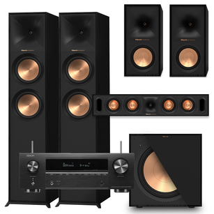 KLIPSCH R-600F + R-50M + R-30C + R-121SW + DENON AVR-X1700H Amplituner 7.2 8K Ultra HD, HEOS
