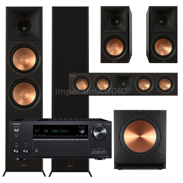 Klipsch Seria II RP-8000F + RP-600M + RP-500C + SPL-120 + ONKYO TX-RZ50 Sieciowy amplituner 9.2 DAB