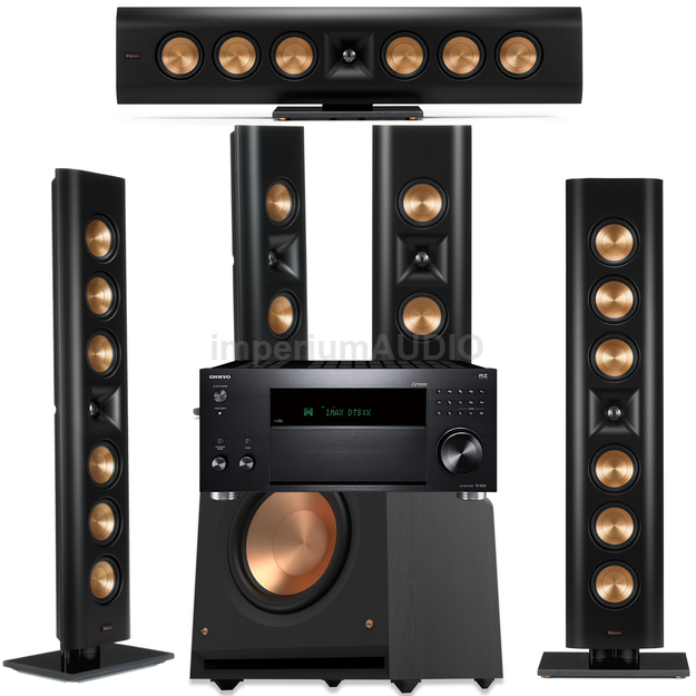 KLIPSCH RP-640D RP-240D + RP-1200SW Zestaw kolumn On-Wall 5.1 + ONKYO TX-RZ50 Amplituner 9.2 DAB