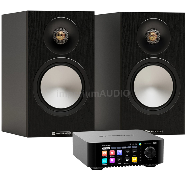 EverSolo PLAY Wzmacniacz ALL-IN-ONE Ekran LCD 5,5 Tidal Spotify + Monitor Audio Bronze 50 7G