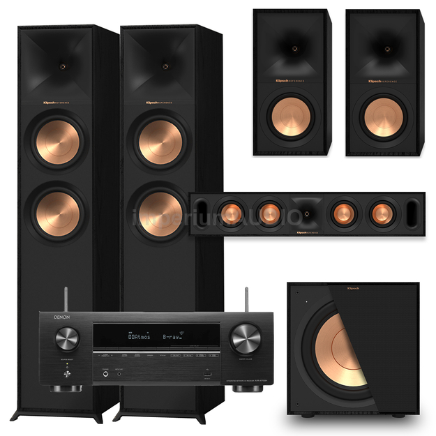 KLIPSCH R-600F + R-50M + R-30C + R-101SW + DENON AVR-X1700H Amplituner 7.2 8K Ultra HD, HEOS