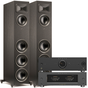 MARTIN LOGAN FOUNDATION F2 Gen2 Folded Motion S Black + Onkyo Icon M-80 + P-80 Końcówka mocy i przedwzmacniacz 2x150W