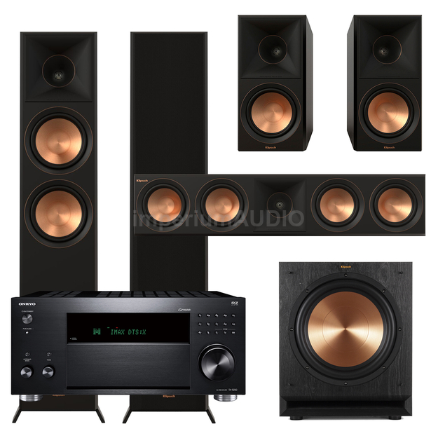 Klipsch Seria II RP-6000F + RP-600M + RP-504C + SPL-120 + ONKYO TX-RZ50 Sieciowy amplituner 9.2 DAB